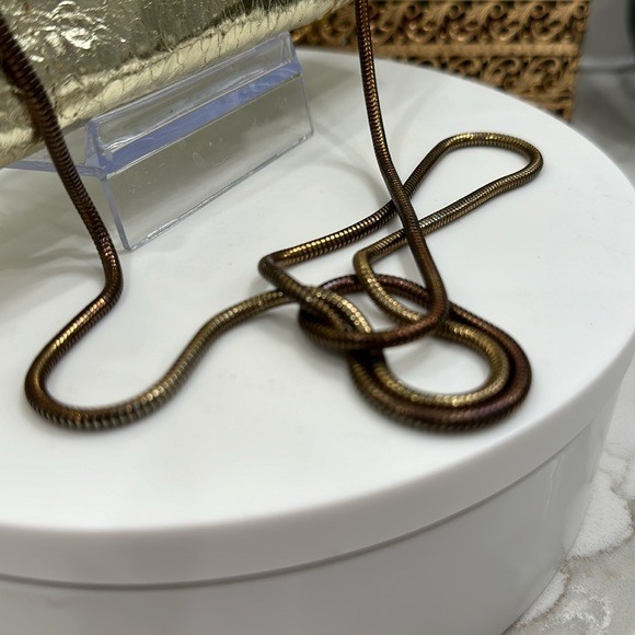 Vintage Robinson’s Metallic Gold Snakeskin Evening Bag - Serpentine Chain VGVC - Picture 9 of 16